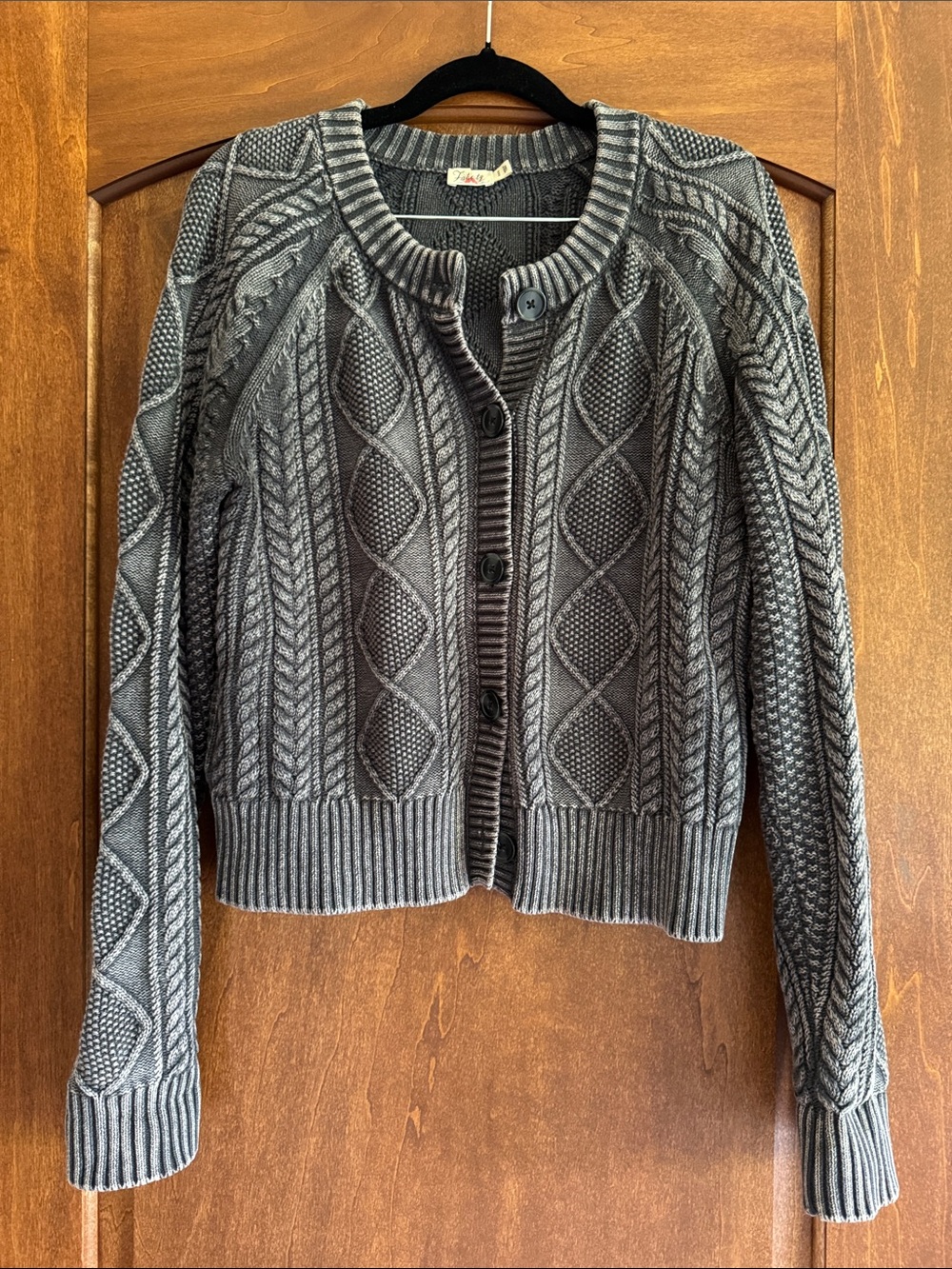 Faherty Gray Cable Knit Button-Up Cardigan